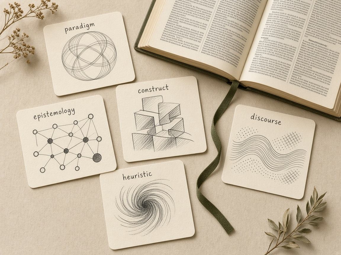 Open research notebook with organized B2B terminology